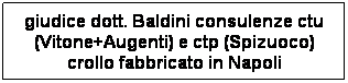 Casella di testo: giudice dott. Baldini consulenze ctu (Vitone+Augenti) e ctp (Spizuoco) crollo fabbricato in Napoli
