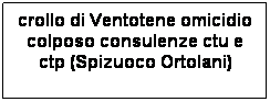 Casella di testo: crollo di Ventotene omicidio colposo consulenze ctu e ctp (Spizuoco Ortolani)
 
