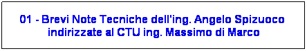 Casella di testo: 01 - Brevi Note Tecniche dell'ing. Angelo Spizuoco  indirizzate al CTU ing. Massimo di Marco
