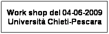 Casella di testo: Work shop del 04-06-2009 Universit Chieti-Pescara
