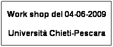 Casella di testo: Work shop del 04-06-2009
Universit Chieti-Pescara
