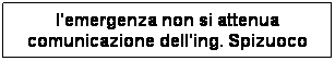 Casella di testo: l'emergenza non si attenua comunicazione dell'ing. Spizuoco
